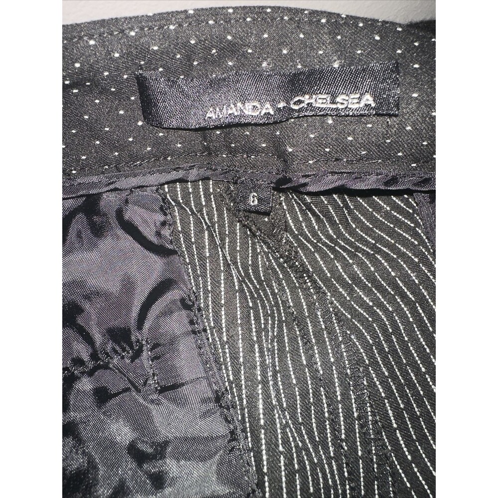 Amanda + Chelsea Dress Black Micro Pin Dot Pattern Pants Size 6